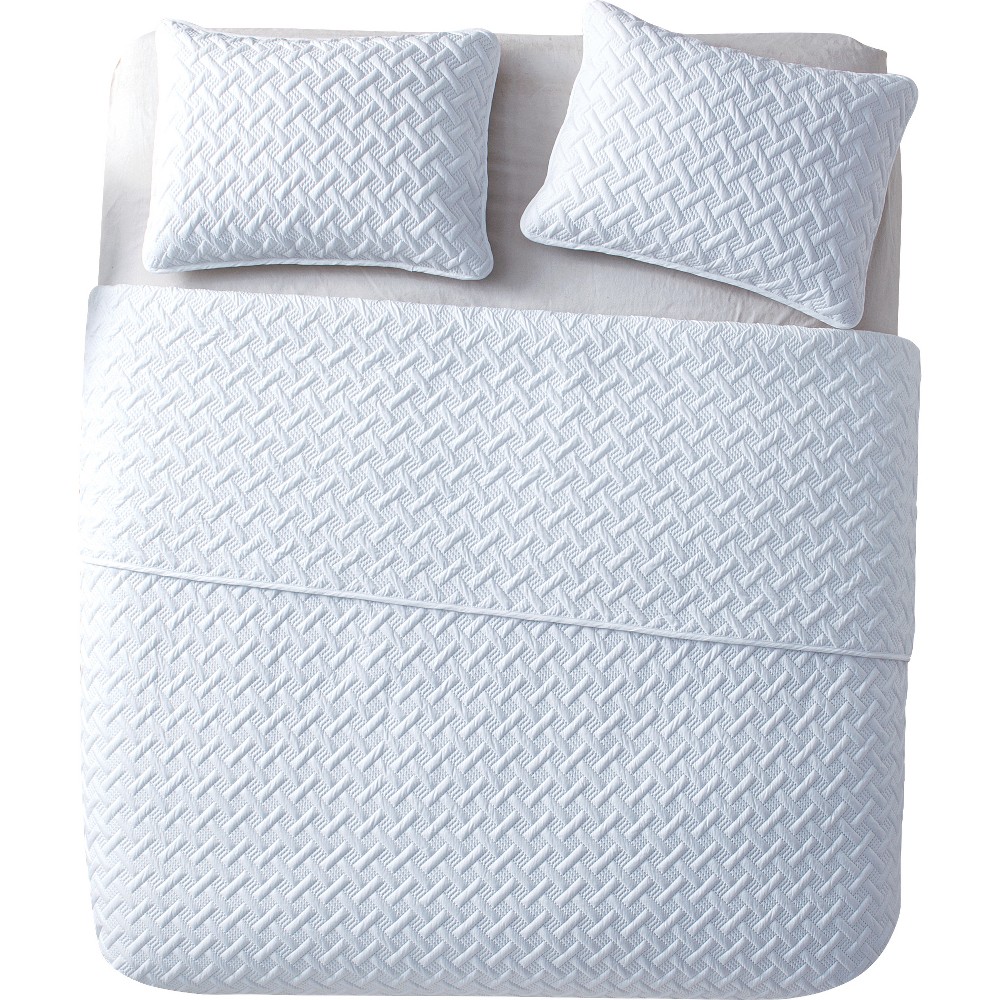 Photos - Bed Linen 3pc King Nina Embossed Quilt Set White - VCNY Home: Hypoallergenic Microfi