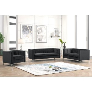 3-Piece Velvet Sofa Sets Contemporary Home Theater Seating Upholstered Couch Set for Living Room - Morden Fort - 1 of 4