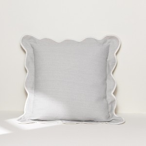 Lush Décor Coastal Chic Scalloped Edge Pillow Cover Light Gray/Off White - 1 of 4