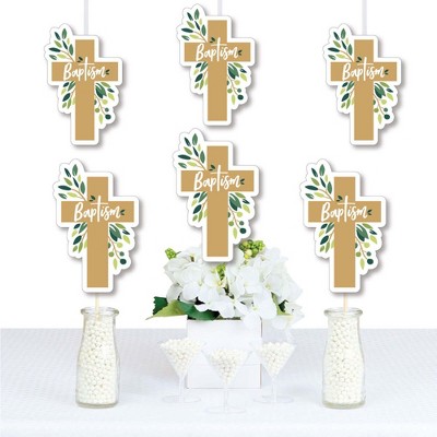 Big Dot of Happiness Baptism Elegant Cross - Decorations DIY Religious Party Essentials - Set of 20