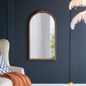 23" X 42"Vintage Arch Wood Mirror Antique Wall Mirror,Traditional Vintage Ornate Baroque Mirror,Wall Mounted Mirrors-The Pop Home - 1 of 4