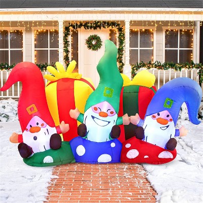 Festive 6 FT Inflatable Christmas Gnomes with LED Lights