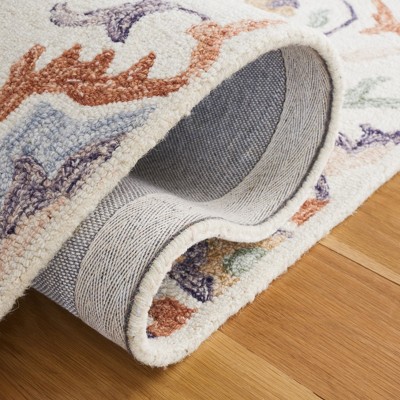 Ivory and Green Hand-Tufted Wool Floral Area Rug