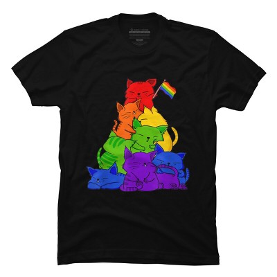 Adult Design By Humans Cat Pile Rainbow Pride Flag By ACEGlobal T-Shirt