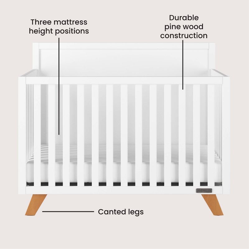 Child Craft SOHO Flat Top 4-in-1 Convertible Crib - White/Natural, 5 of 10