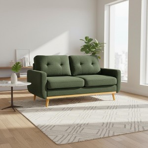Homy Casa 67.7" Mid-Century Upholstered Tufted Loveseat Sofa with Wooden Legs - 1 of 4