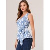 Allegra K Women's Sleeveless V Neck Tie Waist Asymmetric Hem Wrap Peplump Tops - 2 of 4