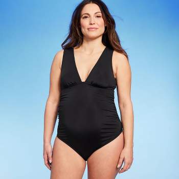 Lands' End Women's Upf 50 Tummy Control Polka Dot Surplice Swim Dress -  Black Xl : Target