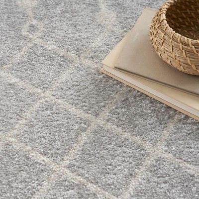 Astra Gray 12' x 15' Synthetic Trellis Washable Rug