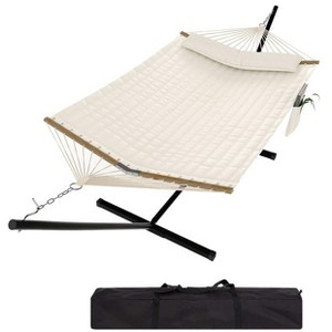GustoWave Premium 2-Person Hammock Set with Quick-Lock Steel Stand – Commercial-Grade Outdoor Lounger for Patio, Camping & Backyard - 1 of 4