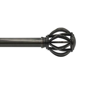 Lumi Home Furnishings 72"x144" Decorative Drapery Single Steel Curtain Rod Set with Cage finials Gunmetal - 1 of 4