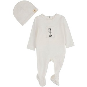 MiniMoi Baby Boys "The Little Boy And His Balloon" Cotton Rich Footie Ivory Mist 12 Months - 1 of 4