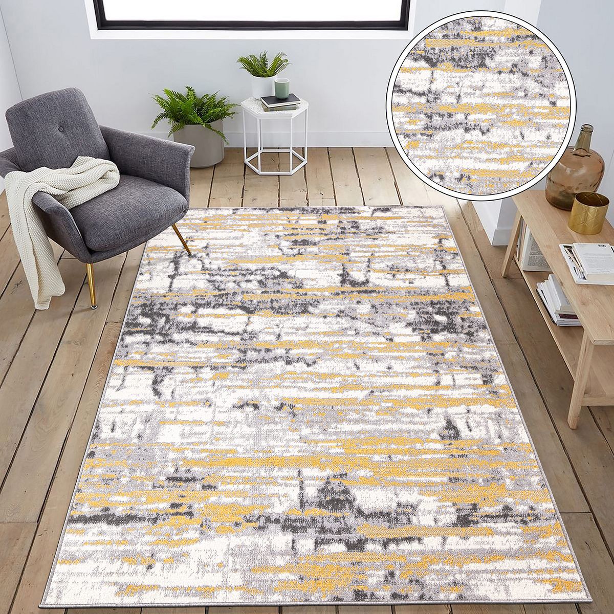 World Rug Gallery Vintage Abstract Modern Area Rug: Indoor Runner, Low Pile, Stain-Resistant - thumbnail 5