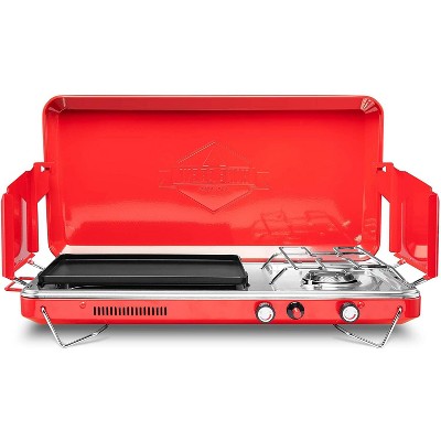 Hike Crew 2-in-1 Portable Gas Camping Stove Burner & Griddle with Integrated Igniter & Stainless Steel Drip Tray