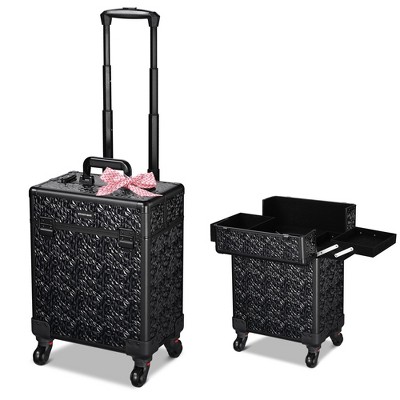 Byootique Rolling Makeup Train Case Cosmetic Trolley Organizer Mermaid Black