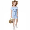 Little Girls One Piece Ruffle Cold One Shoulder Sleeveless Elastic Waist with Bow Strap Jumpsuit Rompers - 3 of 4
