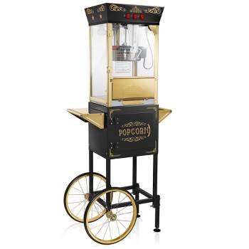 Olde Midway Movie Theater-Style Popcorn Machine Popper with Cart and 8 oz Kettle