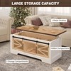 47.2" Farmhouse Rustic Lift-Top Coffee Table – Multifunctional Design with Sliding Barn Door - 3 of 4