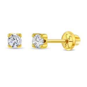 Girls' Prong Set Diamond Screw Back 14k Gold Earrings - In Season Jewelry - 1 of 4