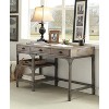 Vynxaria Contemporary 3-Drawer Writing Desk - Weathered Oak & Antique Silver, Metal Legs, 2-Shelf Open Storage - 2 of 4