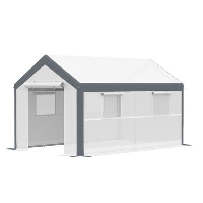 Outsunny 12' x 7' x 7' White and Dark Grey Walk-In Greenhouse