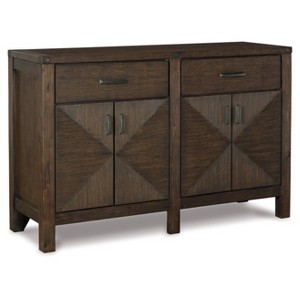 Signature Design by Ashley Dellbeck Dining Server Brown/Beige: Vintage Style Sideboard with Veneer Surface, Wood Frame - 1 of 4
