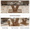 Racxily A modern minimalist style coffee table, Transparent tempered glass tabletop with wooden MDF columns, Suitable for living room and dining room - 2 of 4