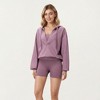 Anna-Kaci Active Women's Waffle Knit Long Sleeve Active Hoodie Top with Deep V-Neckline Fit and Stretch Texture - 2 of 4