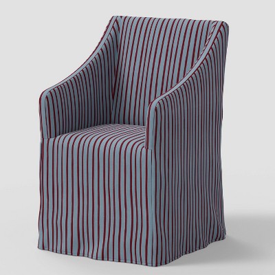 Sloped Arm Slipcovered Dining Chair in Waverly Stripe Berry Ocean - Threshold™