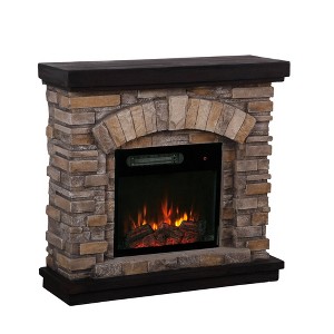 36" Freestanding Electric Fireplace Tan - Home Essentials: No Assembly, Includes Remote, Shelving Feature - 1 of 4