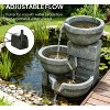 Okak 4-Tier Resin Waterfall Fountain with Inner Pump, Water Fountain with Cascading Water Bowls Design, Outdoor Fountain for Garden, Patio, Gray - 3 of 4