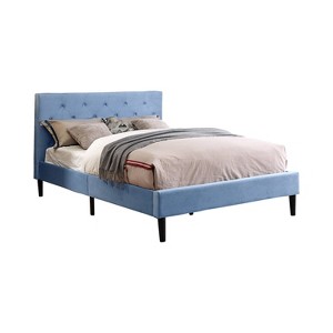 Raiden Flannelette Upholstered Twin Bed Light Blue - miBasics