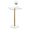 iDesign Square Pedestal Drink Table for Small Spaces - Clear/Soft Brass - 2 of 4