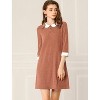 Allegra K Women's Peter Pan Collar Dresses Casual Half Sleeves Knit Doll Collared Dress - 2 of 4