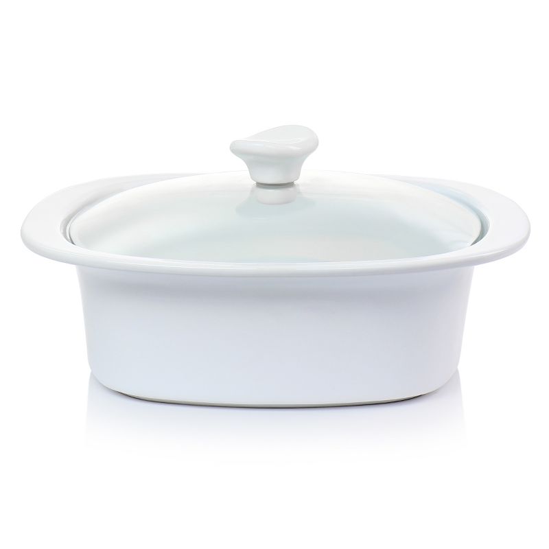 Gibson Elite Gracious Dining 1.9 Quart Stoneware Casserole in White with Glass Lid, 2 of 8