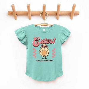 The Juniper Shop Cutest Chick Around Toddler Flutter Sleeve Tee - 1 of 2