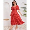 Plus Size Summer Dress for Women Square Neck Casual Boho A Line Maxi Dress - 2 of 4