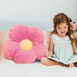 Butterfly Craze Daisy Lounge Flower Pillow - Medium 20 Inches, Cozy & Stylish Floor Cushion, Plush Microfiber - Machine Washable, Pink - 1 of 4