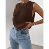 Women's Slit Hem Sleeveless Round Neck Knitted Sweater Vest Tank Top - 3 of 4