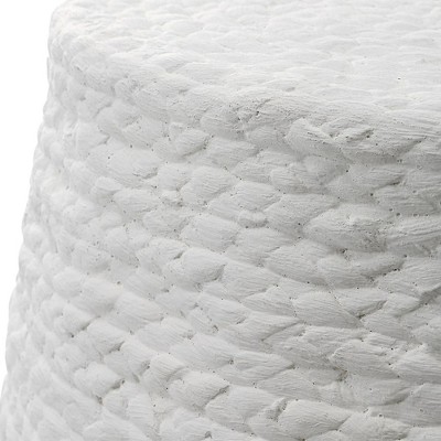 Resort Casual White Braided Straw Accent Stool
