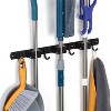 LunaLulinlk Mop Broom Holder Wall Mount,Stainless Steel Garage Organizer Saving Wall-Mounted Broom Hanger,3 Racks 4 Hooks,Black - 3 of 4