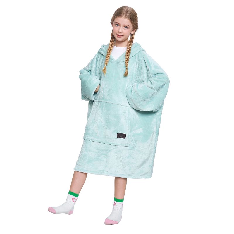 Catalonia Rainbow Blanket Hoodie for Kids, Oversized Wearable Fleece Blanket Sweatshirt with Large Front Pocket, Teen Boys Girls Gift, 1 of 7