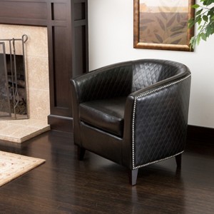 Christopher Knight Home Chelsea Contemporary Bonded Leather Tub Club Chair with Nailhead Trim and Diamond Stitch - 1 of 4