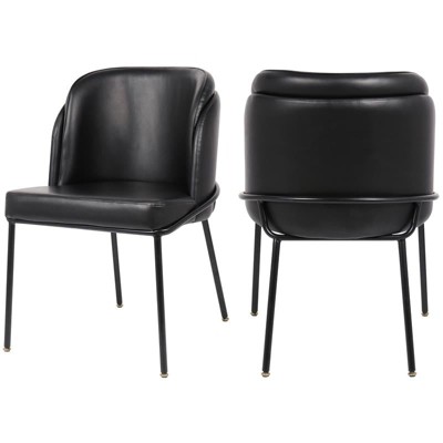 Meridian Furniture Jagger Black Vegan Leather Dining Chair (set Of 2) : Target
