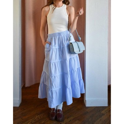 Women's Jen Gingham Tiered Midi Skirt - WISHLIST