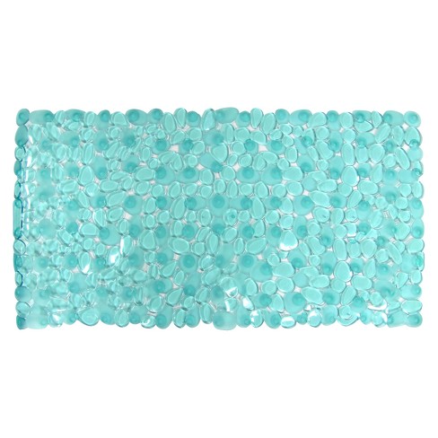 Anti Slip Shower Mat for Bathroom Floor Blue with Soft-Pebble