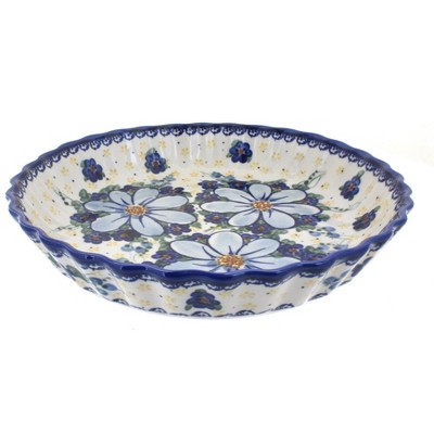 Blue Rose Polish Pottery Daisy Surprise Pie Plate