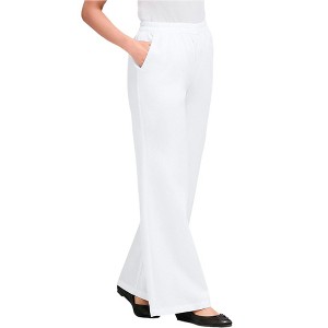 Woman Within Petite Perfect Elastic-Waist Wide-Leg All-Cotton Pull-On Denim Jeans - 1 of 3