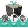 VINGLI Outdoor Wicker Side Table Patio Side Tables for Outside, Tempered Glass Top Wicker Table with Storage End Table for Balcony Porch Deck Gray - 4 of 4
