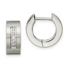 Chisel Stainless Steel Brushed and Polished with Cubic Zirconia 5mm Hinged Hoop Earrings - 2 of 4